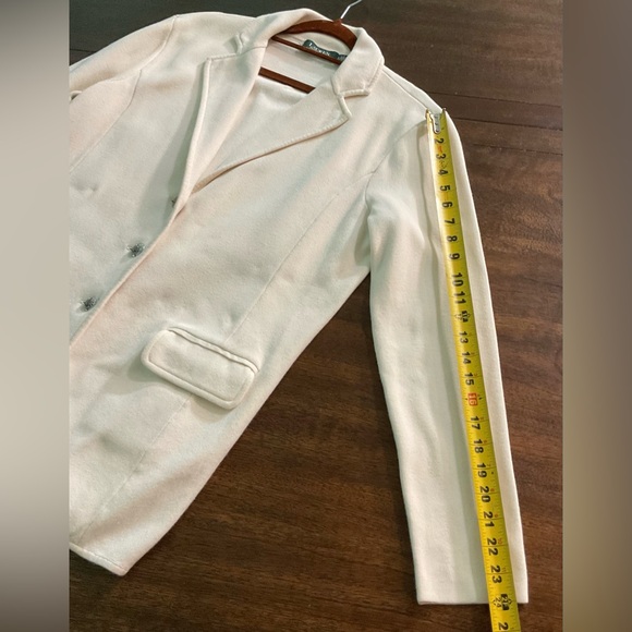 Vintage Lauren Ralph Lauren Women’s Winter Ivory Cotton Knit Blazer Size Large - Picture 4 of 10